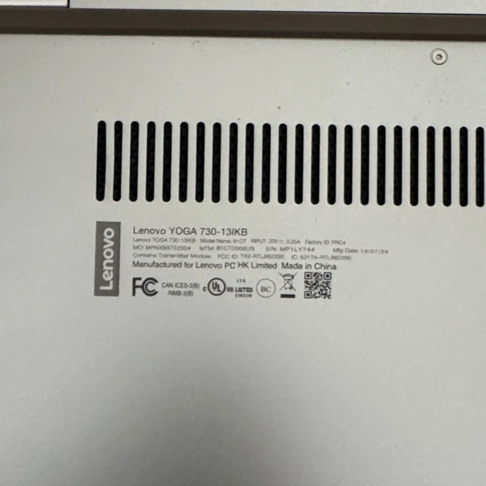 Lenovo Yoga Sleek Silver Laptop